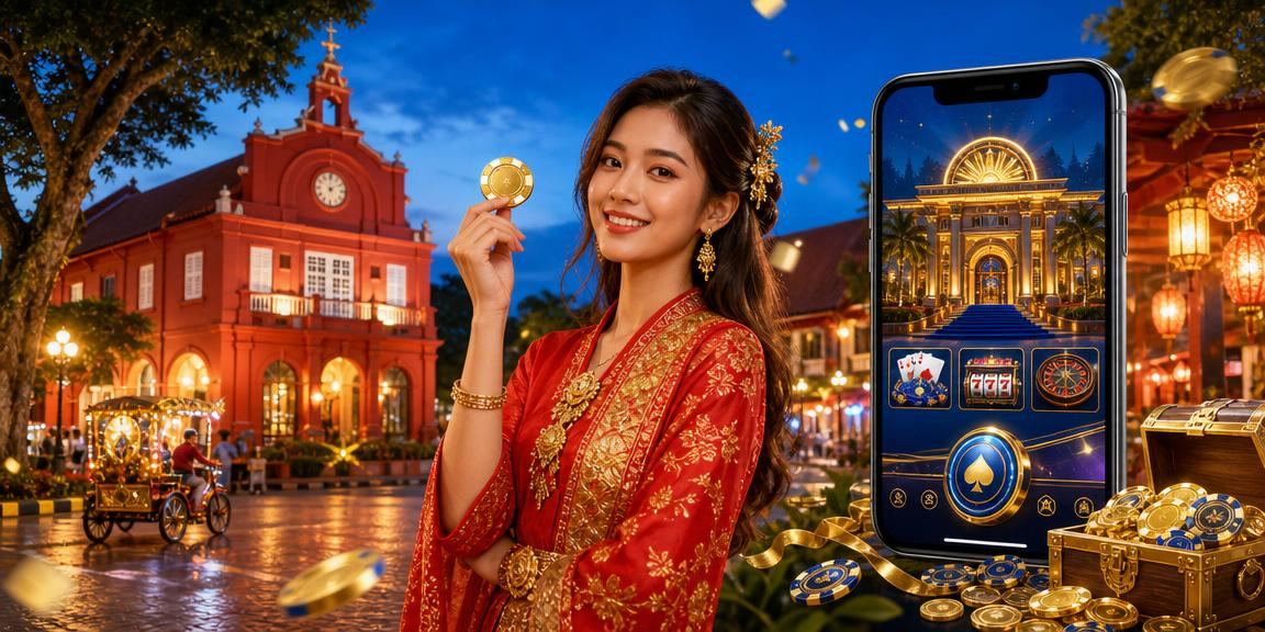 Pengguna menggunakan kasino mudah alih di Melaka dengan tema gaya Melayu tempatan